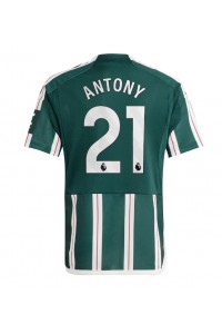 Manchester United Antony #21 Jalkapallovaatteet Vieraspaita 2023-24 Lyhythihainen